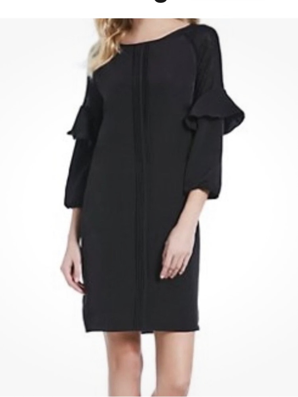H by Halston Woman’s Black Ruffle-Sleeve Shift Dress; Size X Small